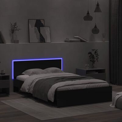 vidaXL Rám postele s čelem a LED osvětlením černý 135 x 190 cm