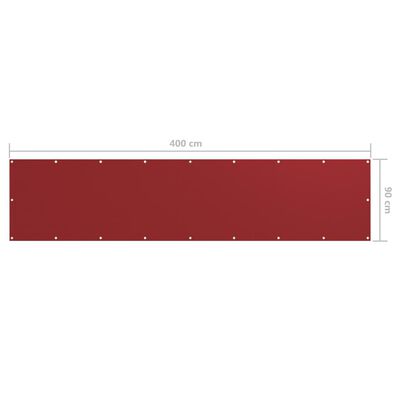 vidaXL Balkónová zástěna červená 90 x 400 cm oxfordská látka
