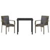vidaXL Zahradní jídelní souprava s polštářem 3 pcs Šedá polyratan