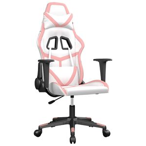vidaXL Mas&aacute;žn&iacute; hern&iacute; židle b&iacute;l&aacute; a růžov&aacute; uměl&aacute; kůže
