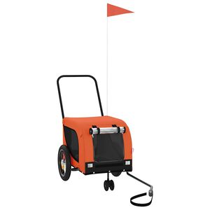 vidaXL Voz&iacute;k za kolo pro psa oranžov&yacute; a čern&yacute; oxfordsk&aacute; tkanina/železo