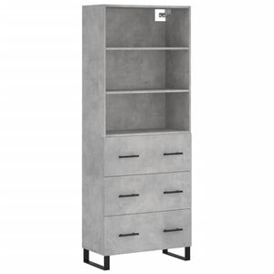 vidaXL Skř&iacute;ň highboard betonově &scaron;ed&aacute; 69,5x34x180 cm kompozitn&iacute; dřevo