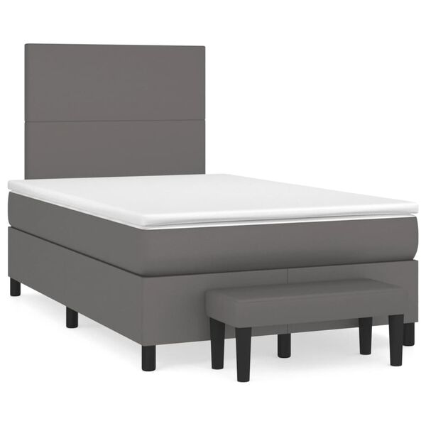 vidaXL Box spring postel s matrac&iacute; &scaron;ed&aacute; 120x190 cm uměl&aacute; kůže