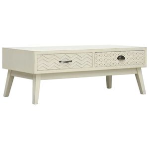 vidaXL Konferenčn&iacute; stolek 2 z&aacute;suvky vyřez&aacute;van&yacute; &scaron;ed&yacute; 110x50x40 cm dřevo