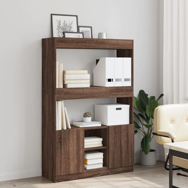 vidaXL Skř&iacute;ň highboard hněd&yacute; dub 92 x 33 x 140 cm kompozitn&iacute; dřevo