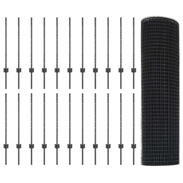 vidaXL Plot s sloupkem &Scaron;ed&aacute; 0,8 x 50 m Ocel a PVC