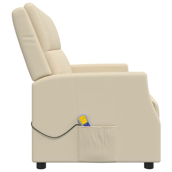 vidaXL 2m&iacute;stn&eacute; mas&aacute;žn&iacute; polohovac&iacute; křeslo kr&eacute;mov&eacute; uměl&aacute; kůže