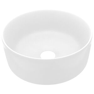 vidaXL Luxusn&iacute; umyvadlo kulat&eacute; matn&eacute; b&iacute;l&eacute; 40 x 15 cm keramick&eacute;