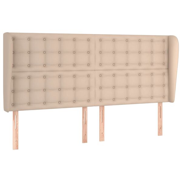 vidaXL Čelo postele typu u&scaron;&aacute;k cappuccino 203x23x118/128 cm uměl&aacute; kůže