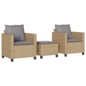 vidaXL 3d&iacute;ln&yacute; bistro set s podu&scaron;kami b&eacute;žov&yacute; polyratan