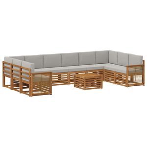 vidaXL Venkovn&iacute; pohovkov&aacute; souprava 8 pcs Př&iacute;rodn&iacute; a světle &scaron;ed&aacute;