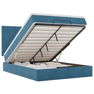 vidaXL Osmansk&yacute; r&aacute;m postele s matracemi tmavě modr&aacute; 140x190cm samet