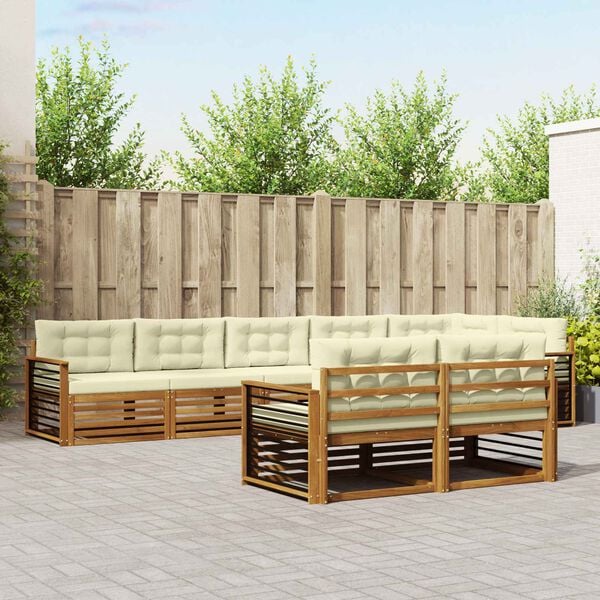 vidaXL Venkovn&iacute; pohovkov&aacute; souprava 8 pcs Přirozen&aacute; a Kr&eacute;mov&aacute;