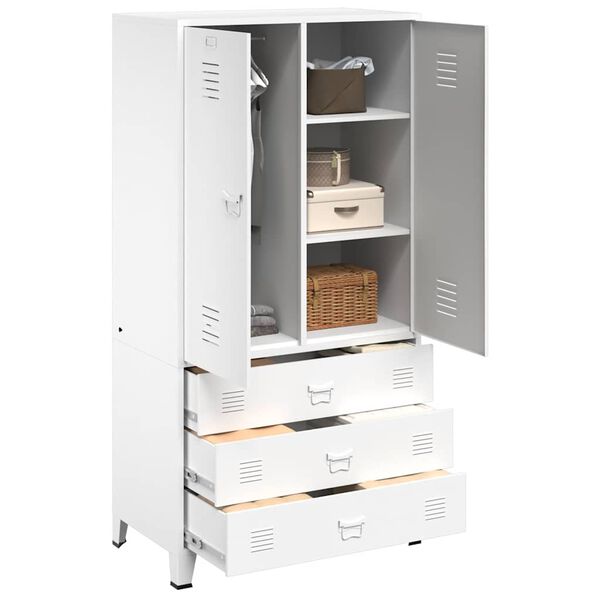 vidaXL Industri&aacute;ln&iacute; &scaron;atn&iacute; skř&iacute;ň b&iacute;l&aacute; 90 x 50 x 180 cm kov