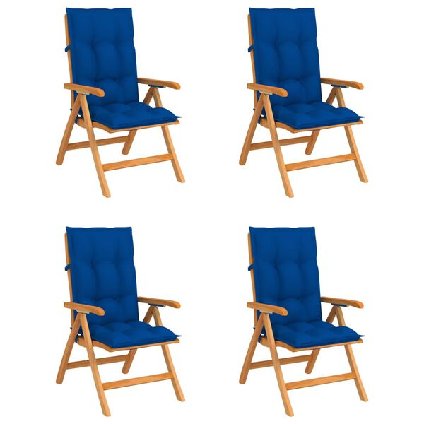 vidaXL Polohovac&iacute; zahradn&iacute; židle s podu&scaron;kami 4 ks masivn&iacute; teak