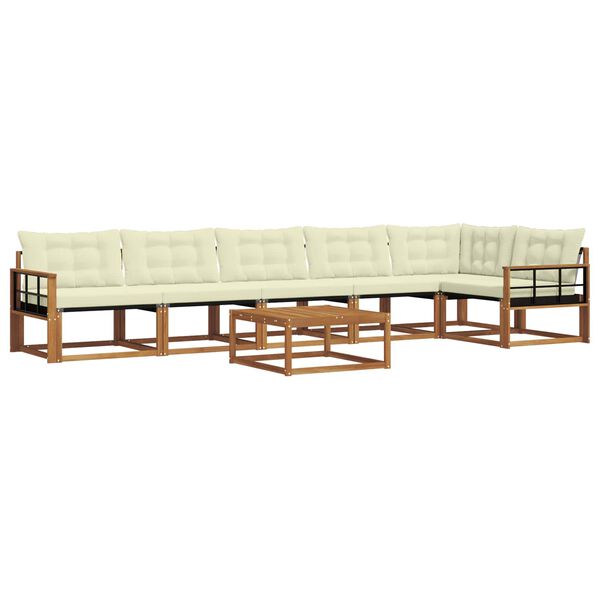 vidaXL Venkovn&iacute; pohovkov&aacute; souprava 7 pcs Přirozen&aacute; a Kr&eacute;mov&aacute;