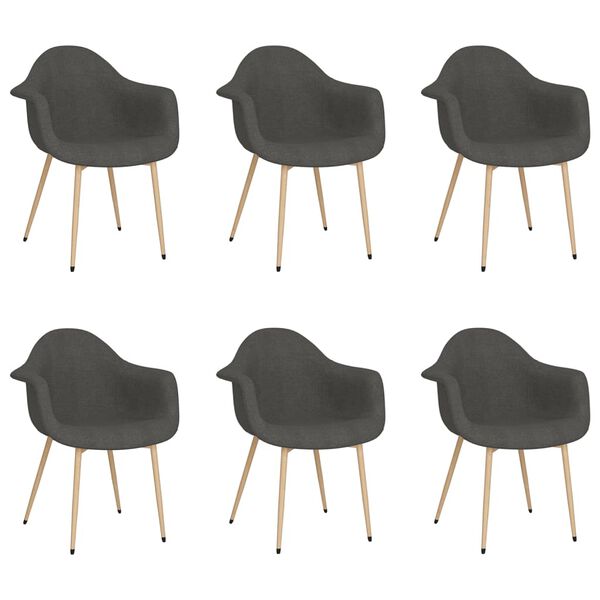 vidaXL J&iacute;deln&iacute; židle 6 ks tmavě &scaron;ed&eacute; textil