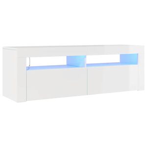 vidaXL TV skř&iacute;ňka s LED osvětlen&iacute;m b&iacute;l&aacute; s vysok&yacute;m leskem 120x35x40 cm