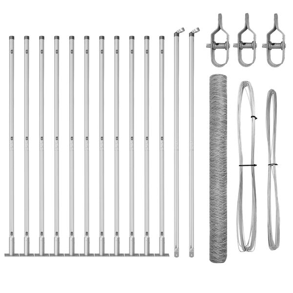 vidaXL Plotov&yacute; sloupek. Stř&iacute;brn&aacute; 25 x 1,5 m (50 mm mř&iacute;žka) Ocel
