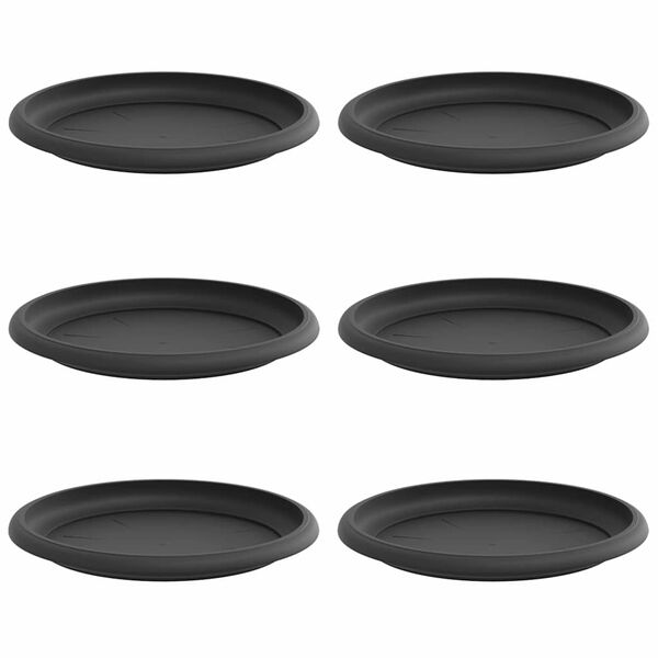 vidaXL Kruhov&yacute; květinov&yacute; t&aacute;cek 6 pcs Čern&aacute; &Oslash; 17,5 x 2 cm Plast
