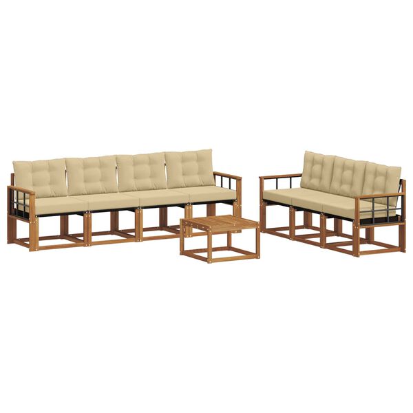 vidaXL Venkovn&iacute; pohovkov&aacute; souprava 8 pcs Přirozen&aacute; a B&eacute;žov&aacute;