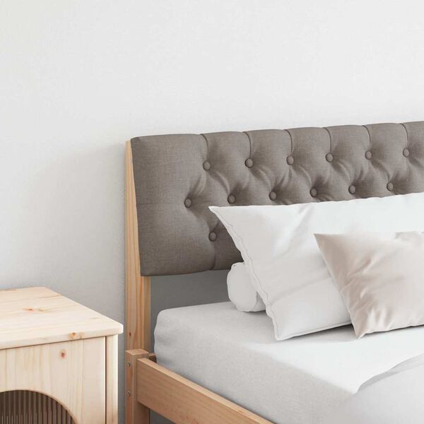 vidaXL Čalouněn&eacute; čelo postele Taupe 200 cm Masivn&iacute; borov&eacute; dřevo