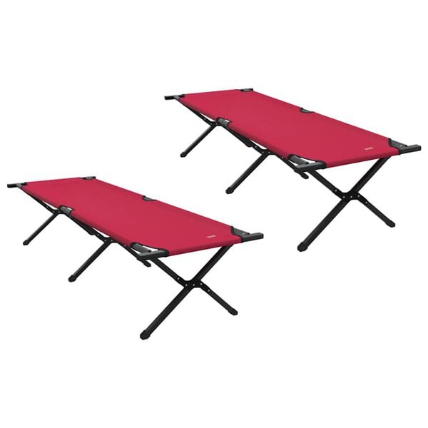 vidaXL Skl&aacute;dac&iacute; kempingov&aacute; postel 2 pcs Červen&aacute; 193 x 69 x 45 cm