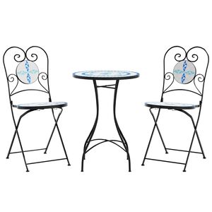 vidaXL Mozaikov&yacute; bistro set modr&yacute; a b&iacute;l&yacute; železo a keramika