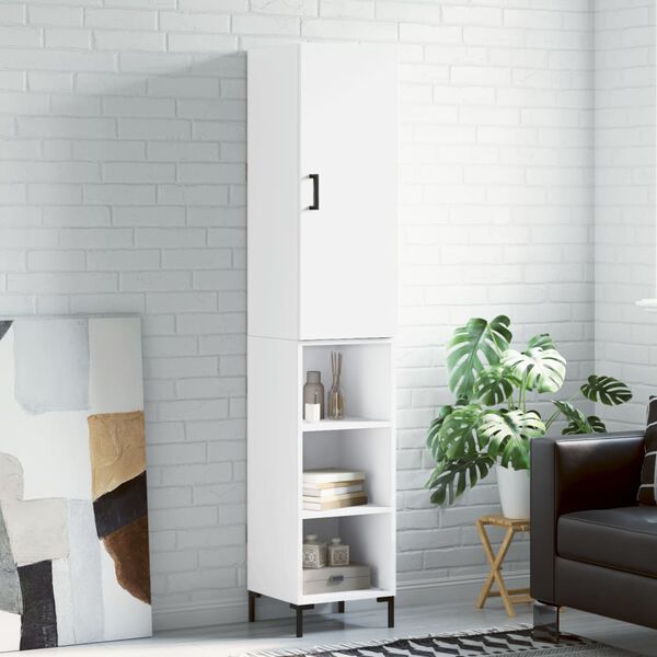 vidaXL Skř&iacute;ň highboard b&iacute;l&aacute; 34,5 x 34 x 180 cm kompozitn&iacute; dřevo