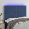 vidaXL Čelo postele s LED modr&eacute; 144x5x118/128 cm textil