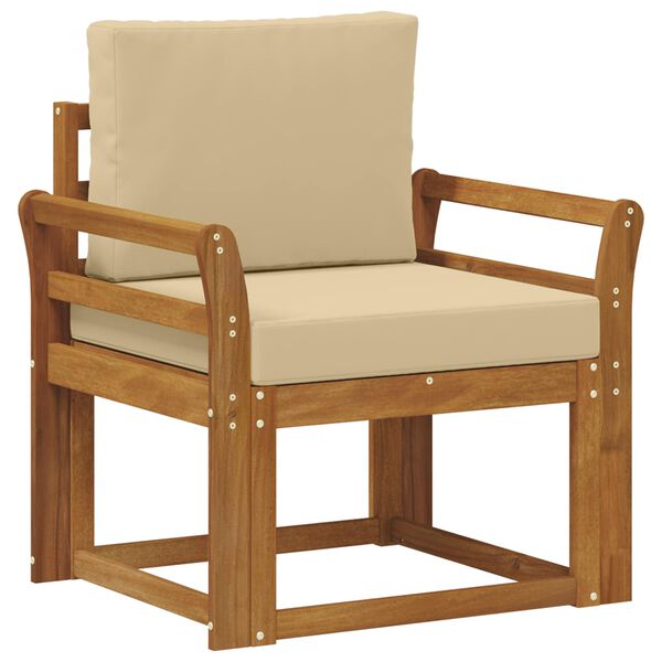 vidaXL Venkovn&iacute; pohovka Masivn&iacute; ak&aacute;ciov&eacute; dřevo a polyester Př&iacute;rodn&iacute;