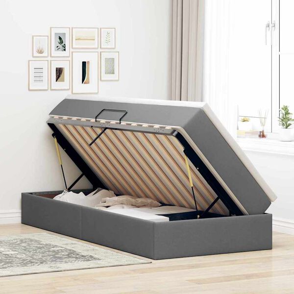 vidaXL Postel s &uacute;ložn&yacute;m prostorem a matrac&iacute; Tmavě &scaron;ed&aacute; 100 x 200 cm