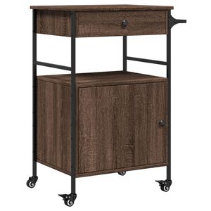 vidaXL Kuchyňsk&yacute; voz&iacute;k hněd&yacute; dub 56 x 43 x 89,5 cm kompozitn&iacute; dřevo