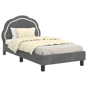 vidaXL R&aacute;m postele pro děti s čelem Tmavě &scaron;ed&aacute; 80 x 160 cm samet