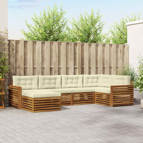 vidaXL Venkovn&iacute; pohovkov&aacute; souprava 6 pcs Přirozen&aacute; a Kr&eacute;mov&aacute;