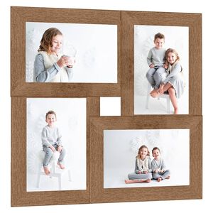 vidaXL Kol&aacute;žov&yacute; fotor&aacute;meček na 4 obr&aacute;zky (10 x 15 cm) světle hněd&yacute; MDF