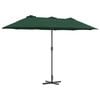 vidaXL Zahradn&iacute; slunečn&iacute;k 370 x 197 x 239 cm Polyester a hlin&iacute;k Zelen&aacute;