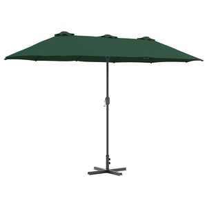 vidaXL Zahradn&iacute; slunečn&iacute;k 370 x 197 x 239 cm Polyester a hlin&iacute;k Zelen&aacute;