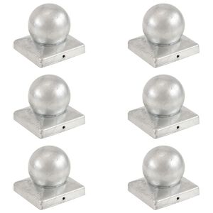 vidaXL Krytky na plotov&eacute; sloupky 6ks s koul&iacute; pozinkovan&yacute; kov 101x101mm