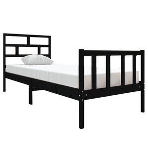 vidaXL R&aacute;m postele čern&yacute; masivn&iacute; borovice 75 x 190 cm mal&eacute; jednolůžko
