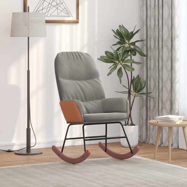 vidaXL Houpací křeslo světle šedé samet