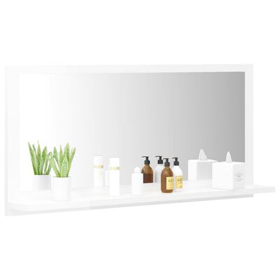 vidaXL Koupelnové zrcadlo bílé vysoký lesk 80x10,5x37 cm dřevotříska