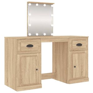 vidaXL Toaletn&iacute; stolek s LED dub sonoma 130 x 50 x 132,5 cm