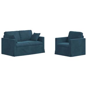 vidaXL Set pohovek 2 ks Modr&aacute; samet