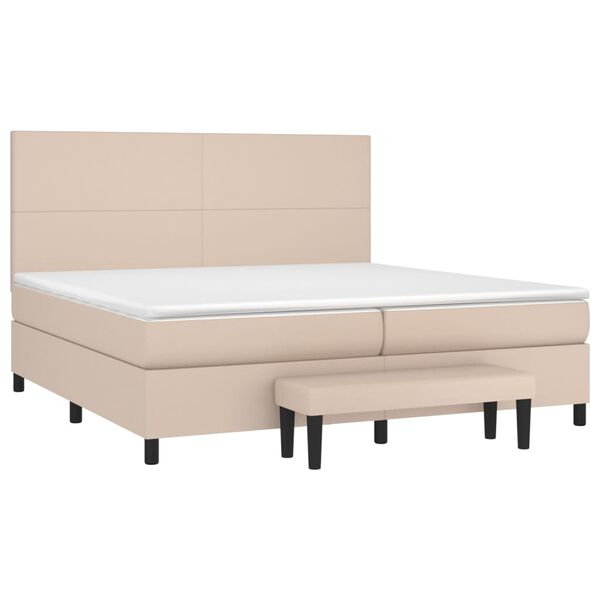 vidaXL Box spring postel s matrac&iacute; cappuccino 200 x 200 cm uměl&aacute; kůže