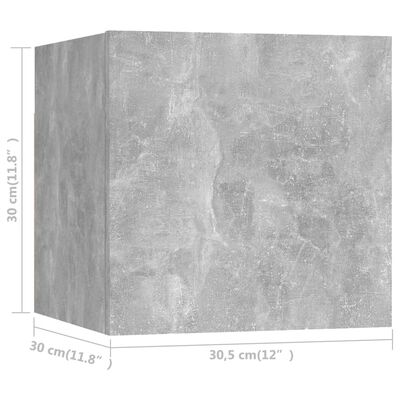 vidaXL Nástěnné TV skříňky 2 ks betonově šedé 30,5 x 30 x 30 cm
