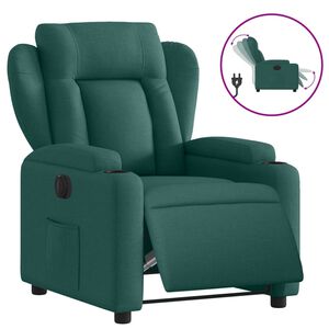 vidaXL Elektrick&eacute; polohovac&iacute; křeslo tmavě zelen&eacute; textil