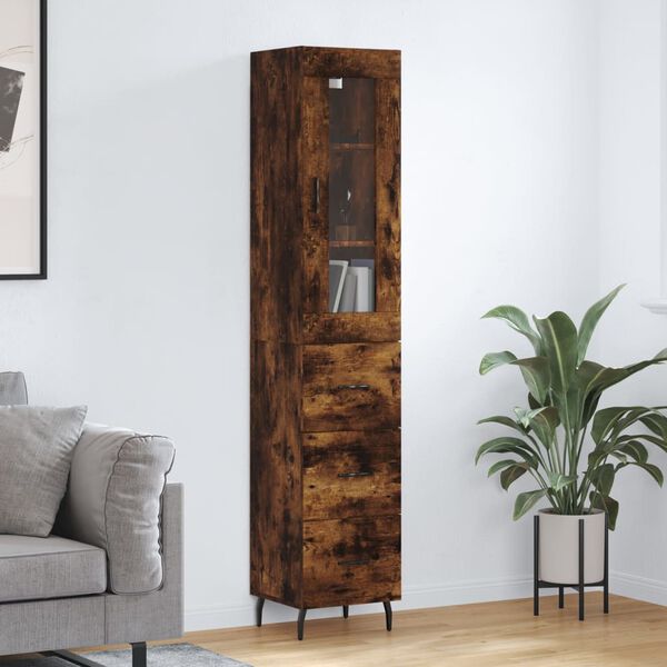 vidaXL Skř&iacute;ň highboard kouřov&yacute; dub 34,5 x 34 x 180 cm kompozitn&iacute; dřevo