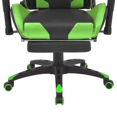 vidaXL Polohovací kancelářská herní židle s podnožkou zelená