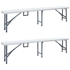 vidaXL Skl&aacute;dac&iacute; zahradn&iacute; lavice 2 ks 180 cm HDPE b&iacute;l&eacute;